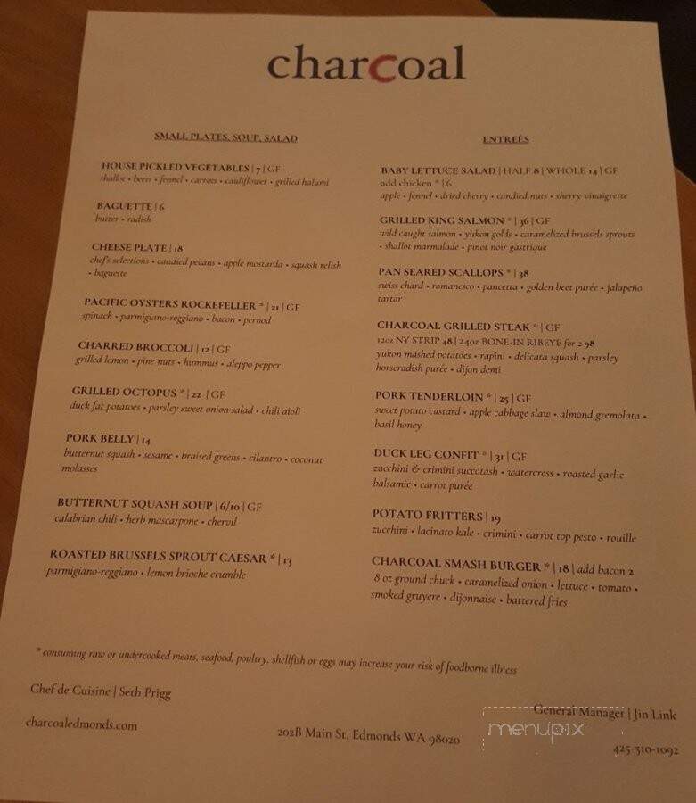 Charcoal - Edmonds, WA menu_pic