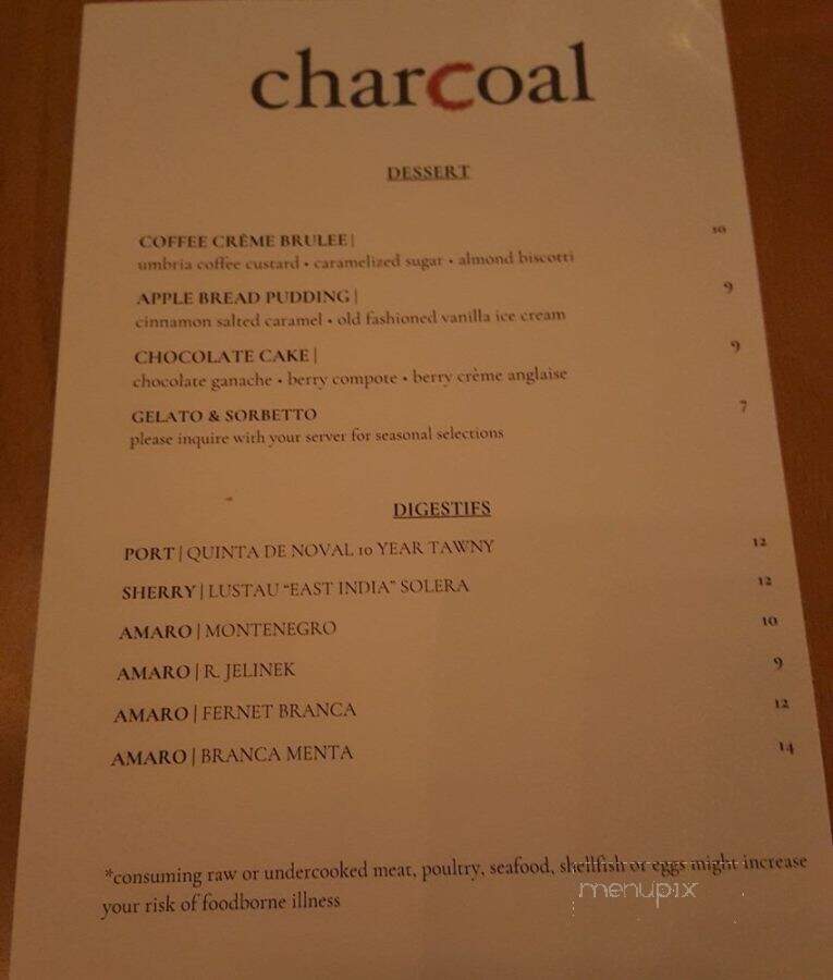 Charcoal - Edmonds, WA menu_pic