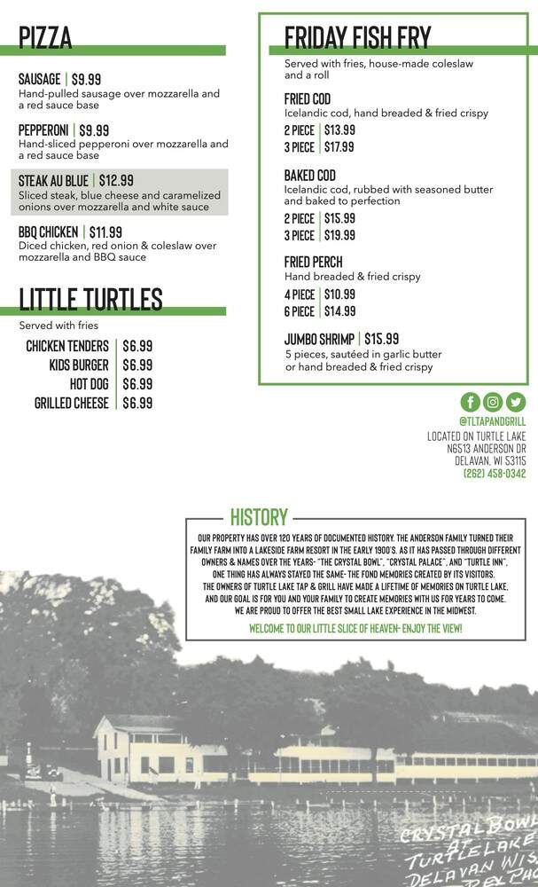 Turtle Lake Tap & Grill - Delavan, WI menu_pic
