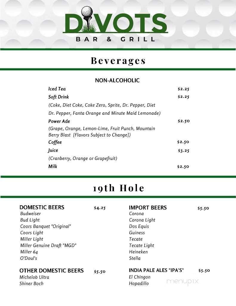 Divots Bar and Grill - Laguna Vista, TX menu_pic