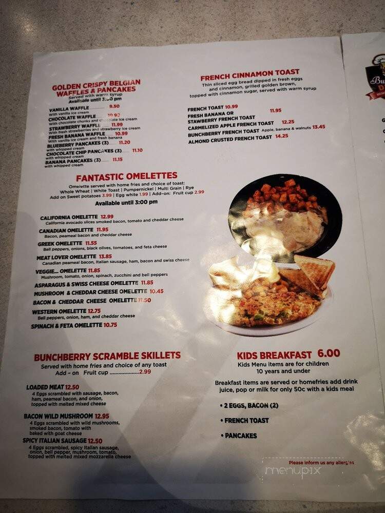 Bunchberry Diner - Aurora, ON menu_pic
