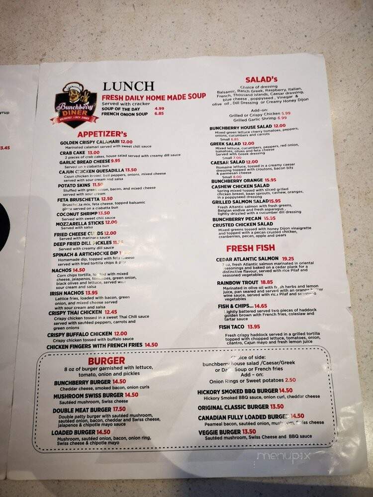 Bunchberry Diner - Aurora, ON menu_pic