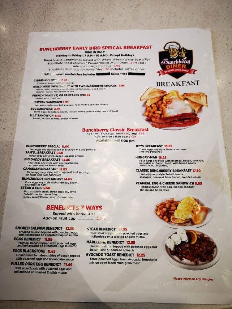 Bunchberry Diner - Aurora, ON menu_pic