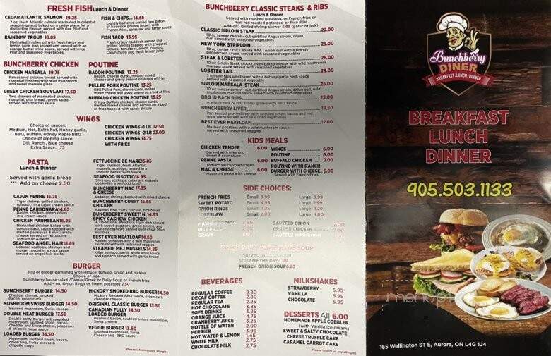 Bunchberry Diner - Aurora, ON menu_pic