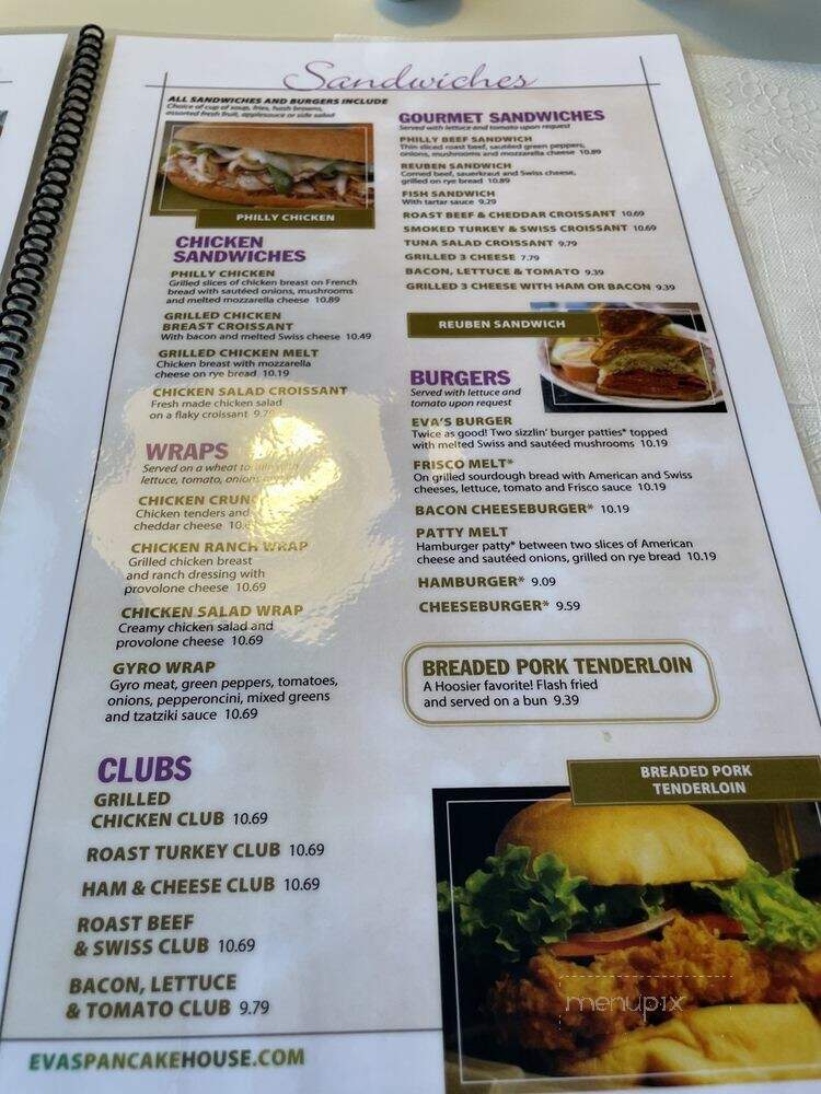 Eva's Pancake House - Anderson, IN menu_pic