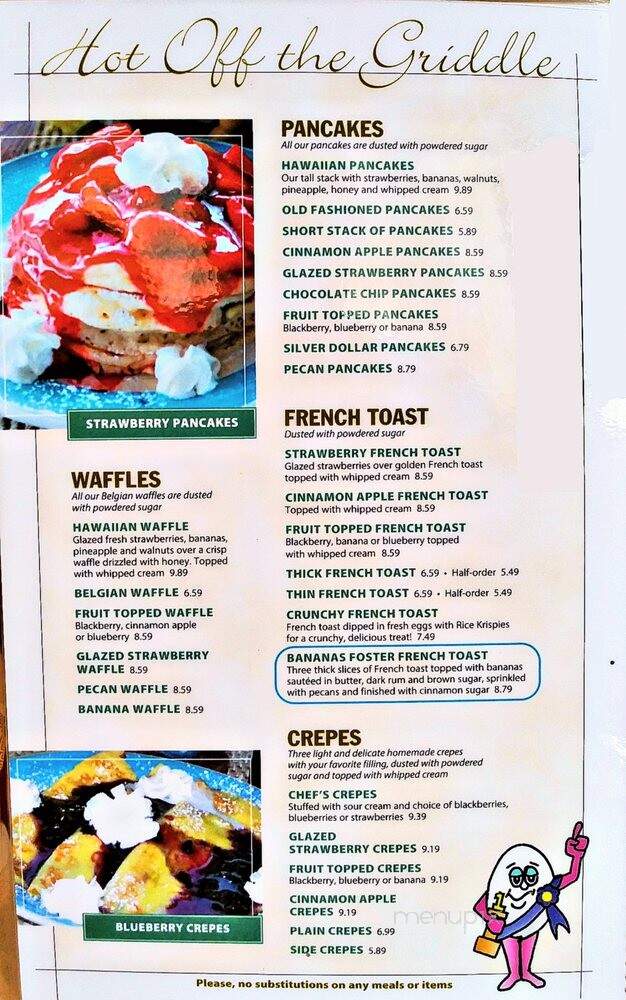 Eva's Pancake House - Anderson, IN menu_pic