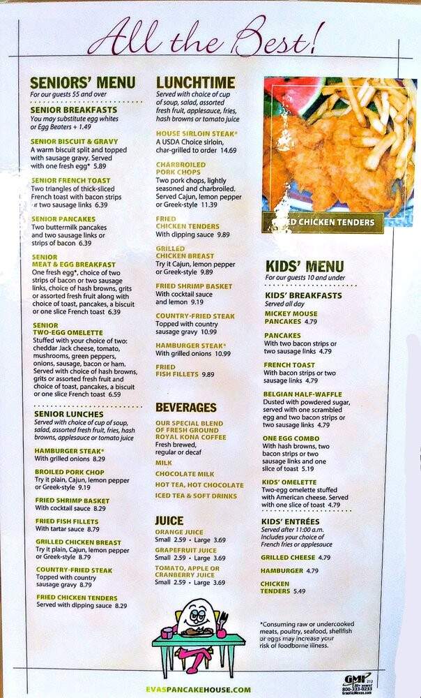 Eva's Pancake House - Anderson, IN menu_pic