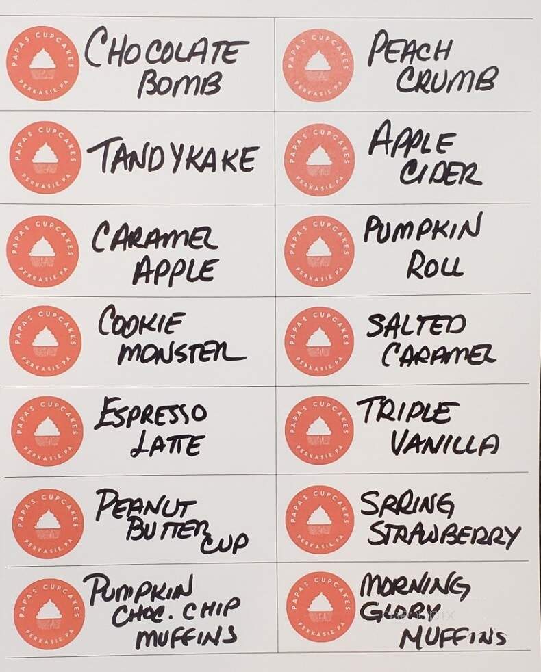 Papa's Cupcakes - Perkasie, PA menu_pic