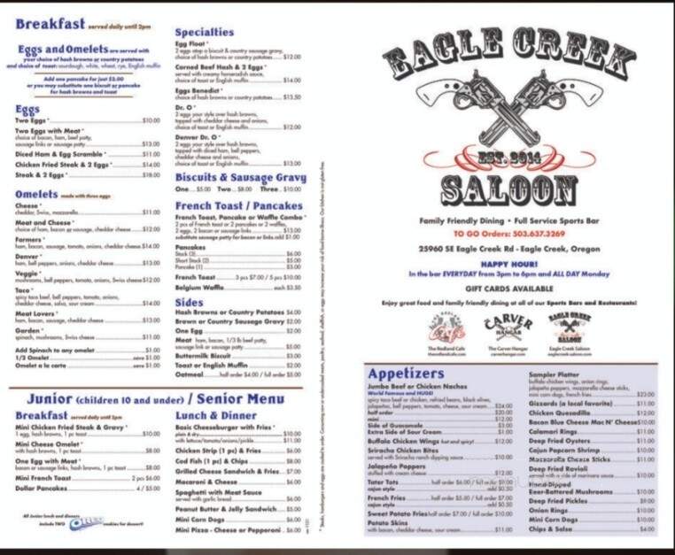 Eagle Creek Saloon - Eagle Creek, OR menu_pic