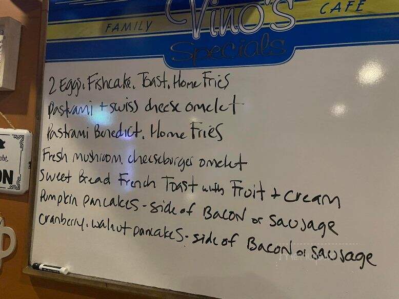 Vino's Family Cafe - Rehoboth, MA menu_pic