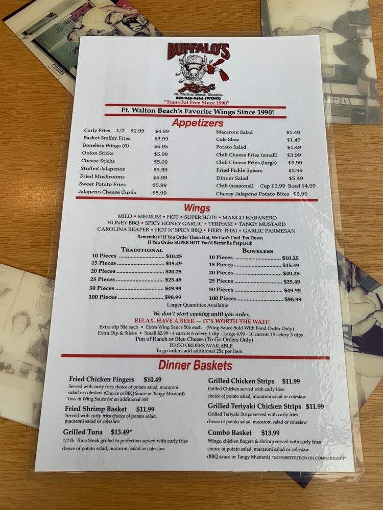 Buffalo's Reef - Fort Walton Beach, FL menu_pic