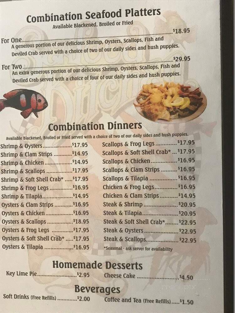 Seafood Kitchen - St Augustine, FL menu_pic