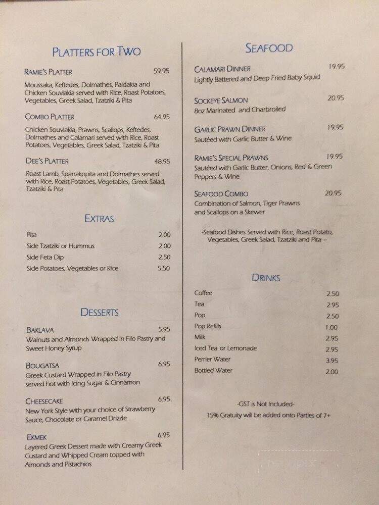 Ramies Restaurant - Burnaby, BC menu_pic
