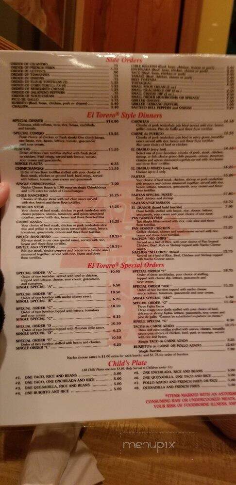 El Torero Mexican Restaurant - Duluth, GA menu_pic