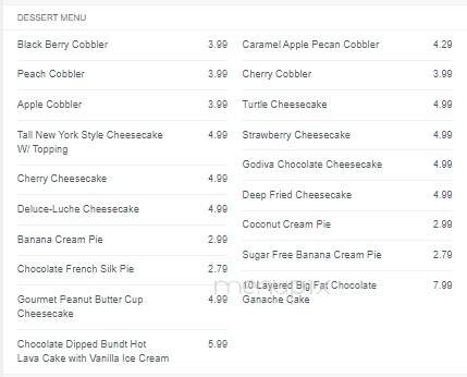 Rustic Oak Cabin Restaurant - Perry, MO menu_pic