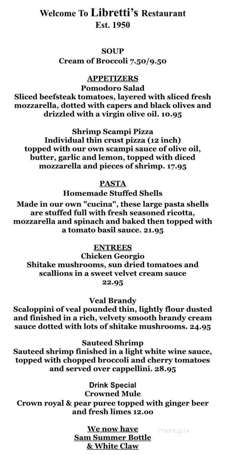 Libretti's Restaurant - Orange, NJ menu_pic