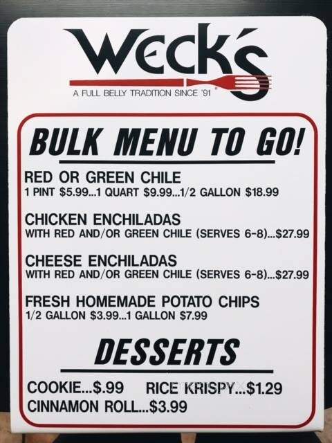 Wecks Restaurant - Albuquerque, NM menu_pic