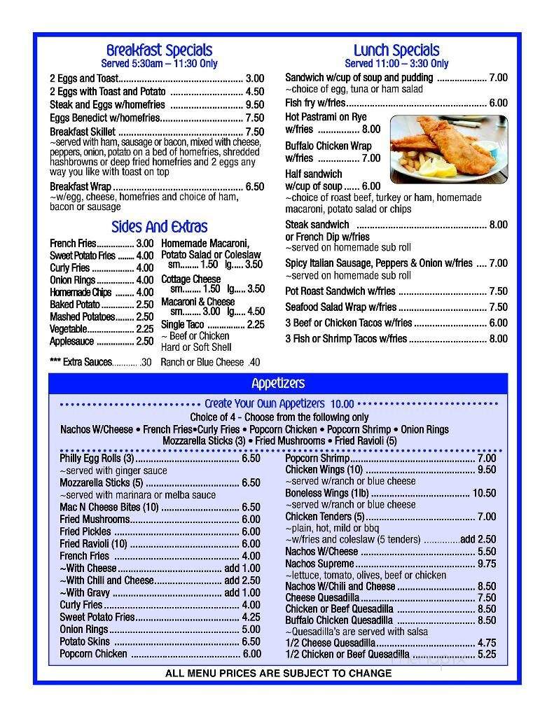 Bubbles Restaurant - Mechanicville, NY menu_pic