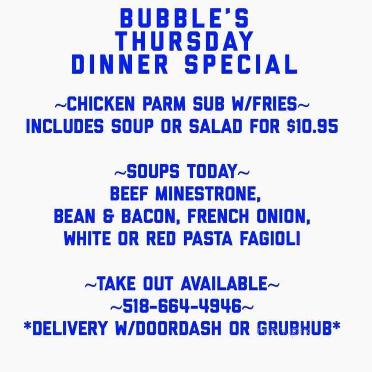 Bubbles Restaurant - Mechanicville, NY menu_pic