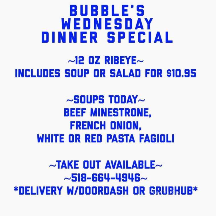 Bubbles Restaurant - Mechanicville, NY menu_pic