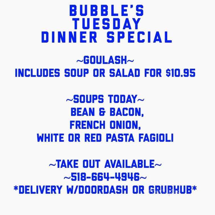Bubbles Restaurant - Mechanicville, NY menu_pic