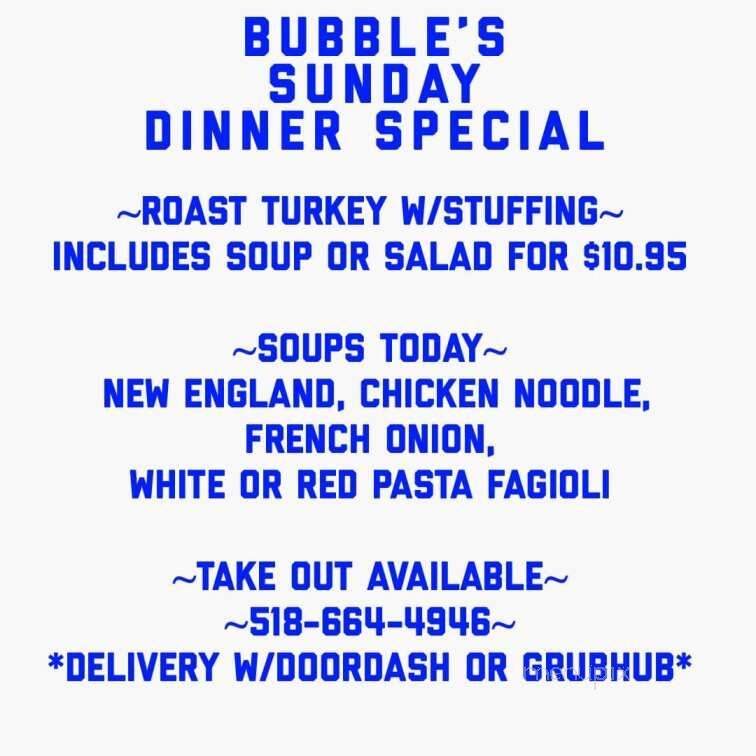 Bubbles Restaurant - Mechanicville, NY menu_pic