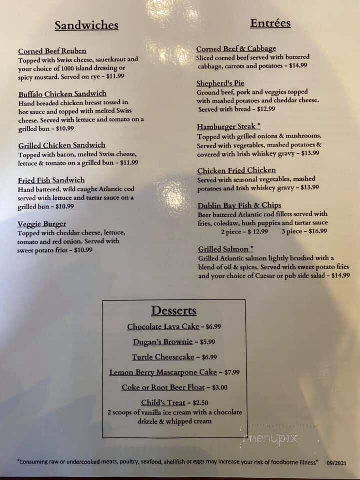 Dugan's Pub - Brevard, NC menu_pic