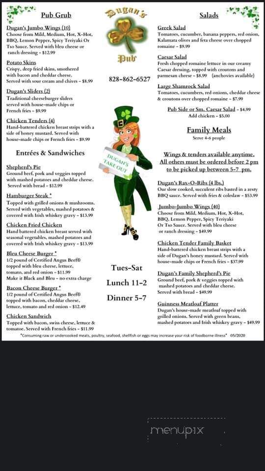 Dugan's Pub - Brevard, NC menu_pic