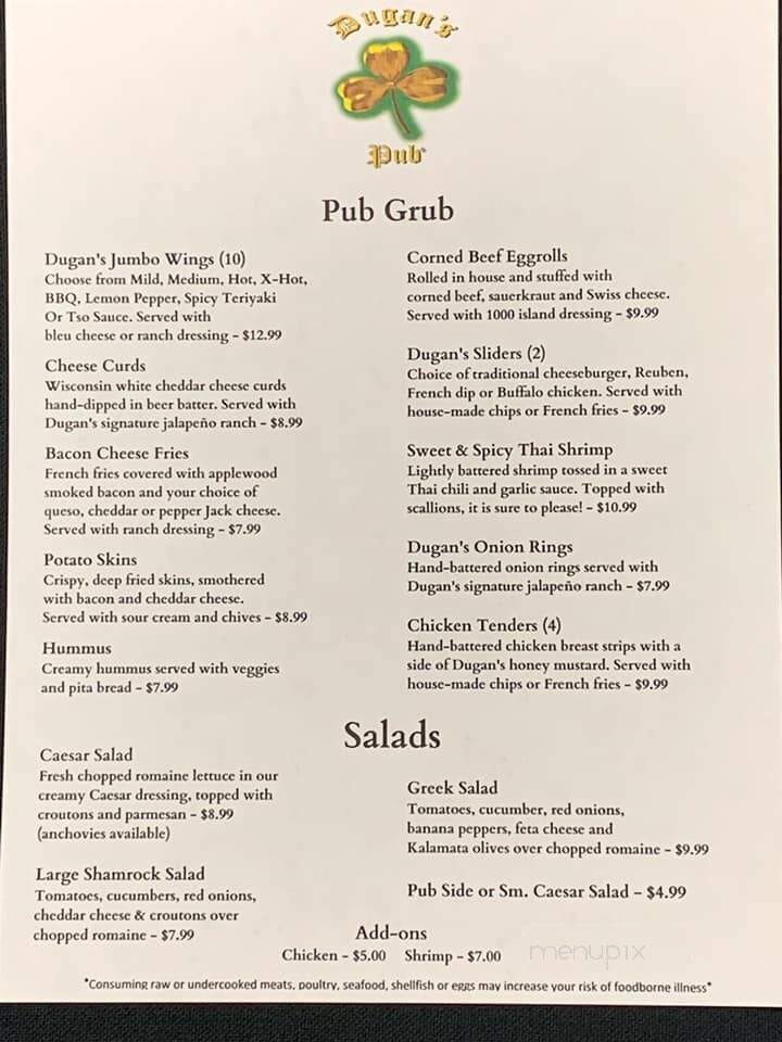 Dugan's Pub - Brevard, NC menu_pic