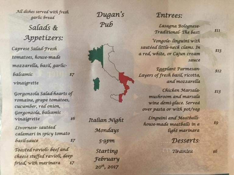 Dugan's Pub - Brevard, NC menu_pic