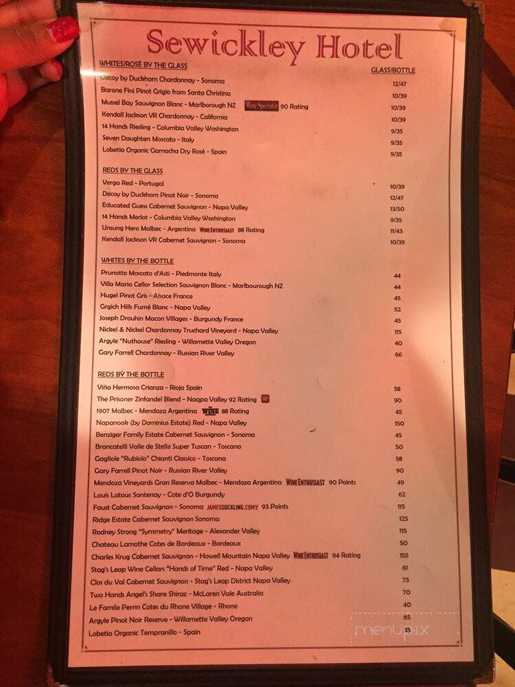 Sewickley Hotel - Sewickley, PA menu_pic