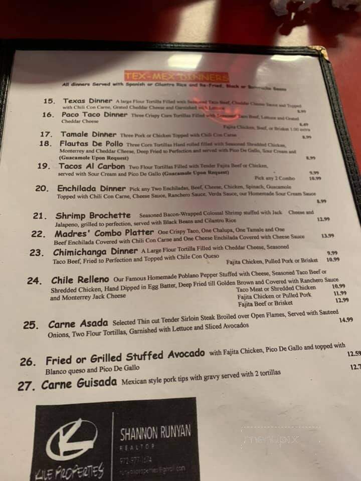 Madres Cocina - Forney, TX menu_pic