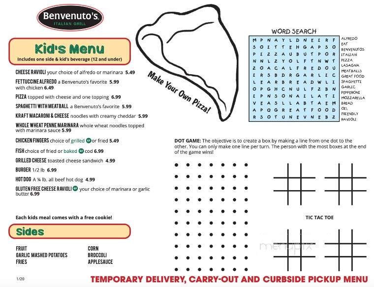 Benvenuto's Restaurant - Beaver Dam, WI menu_pic