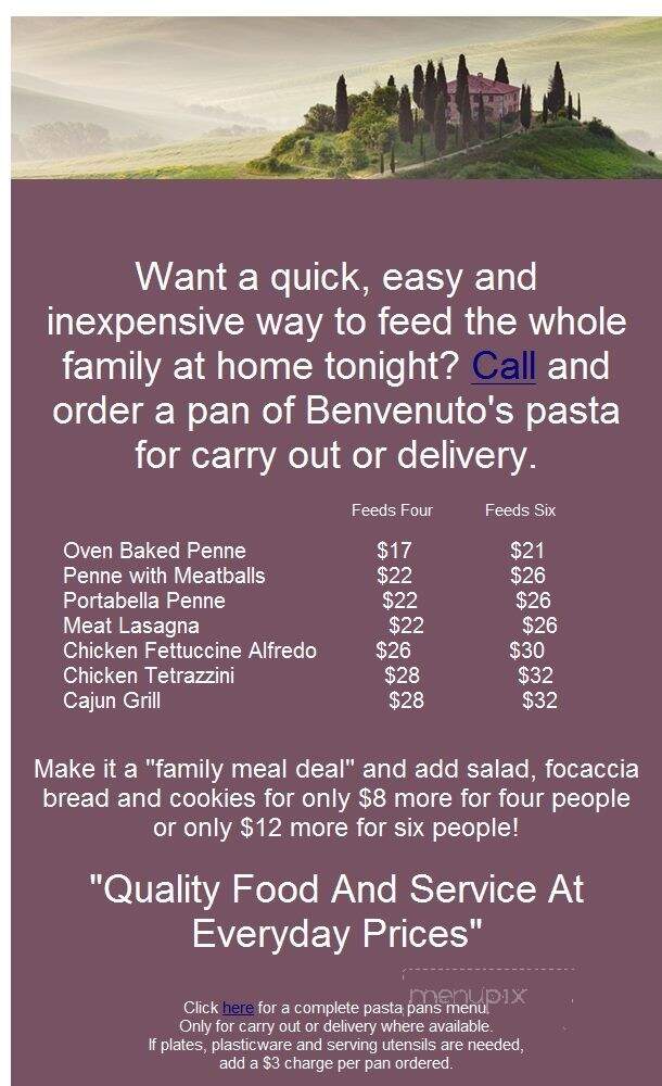Benvenuto's Restaurant - Beaver Dam, WI menu_pic
