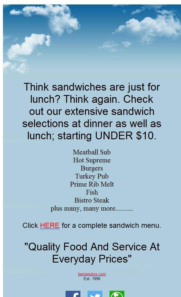 Benvenuto's Restaurant - Beaver Dam, WI menu_pic