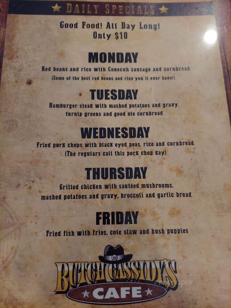 Butch Cassidy's Cafe - Mobile, AL menu_pic