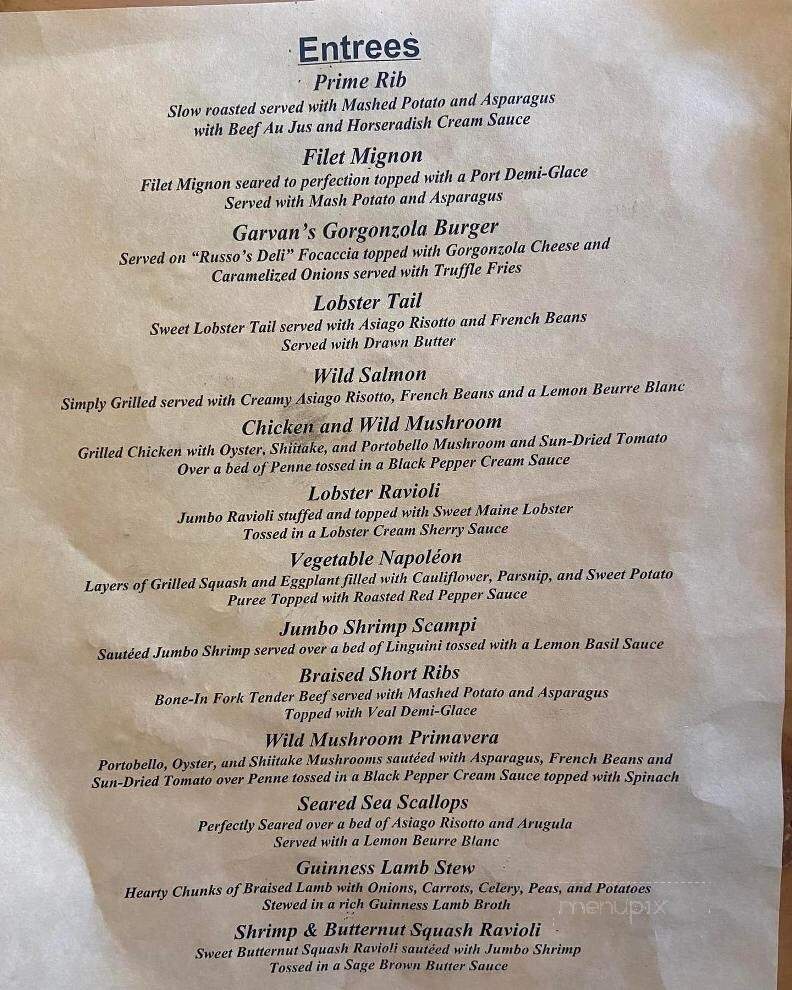Garvan's - New Paltz, NY menu_pic
