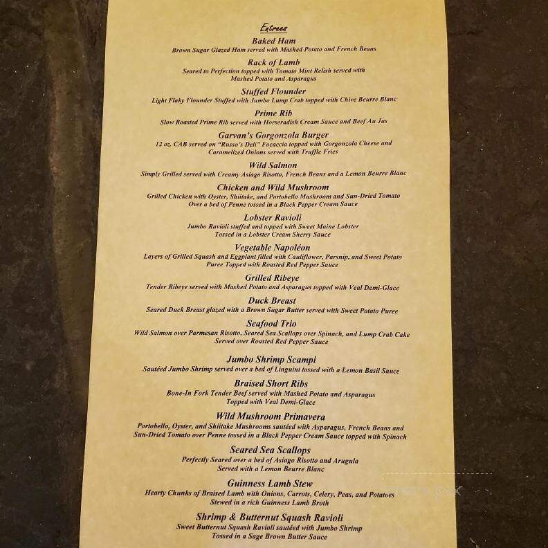 Garvan's - New Paltz, NY menu_pic