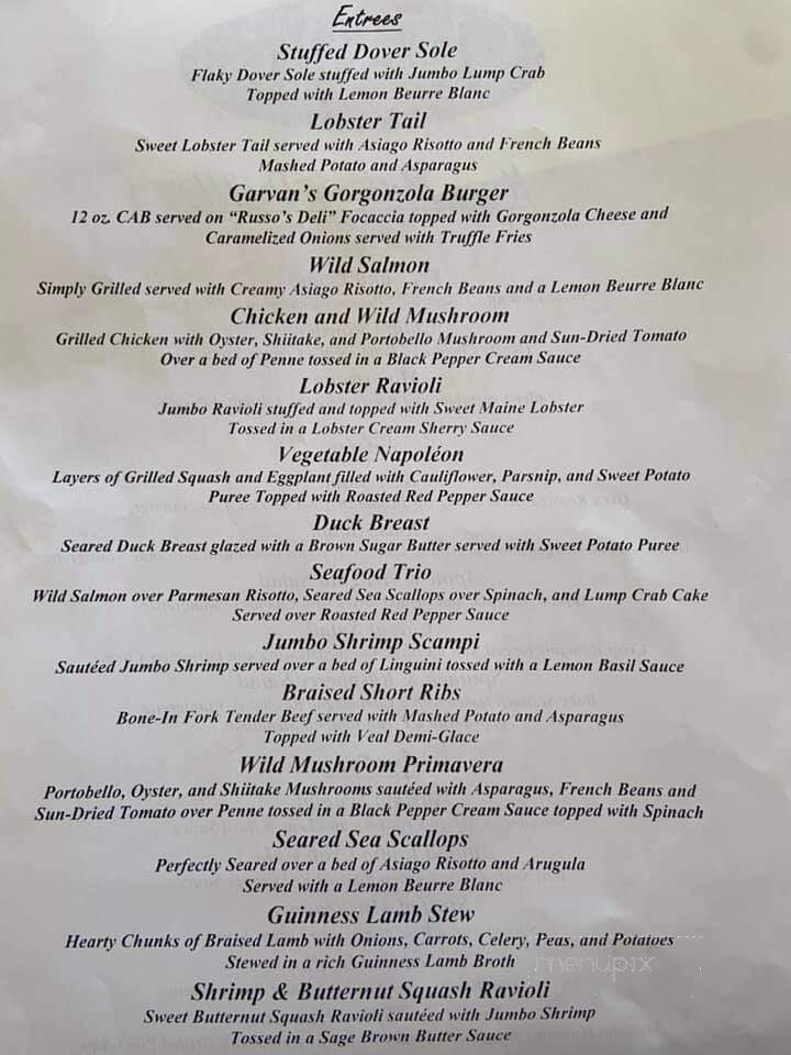 Garvan's - New Paltz, NY menu_pic