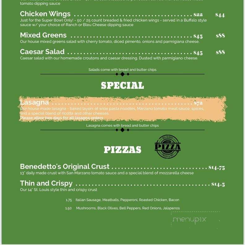 Benedetto's On Main - Wildwood, MO menu_pic