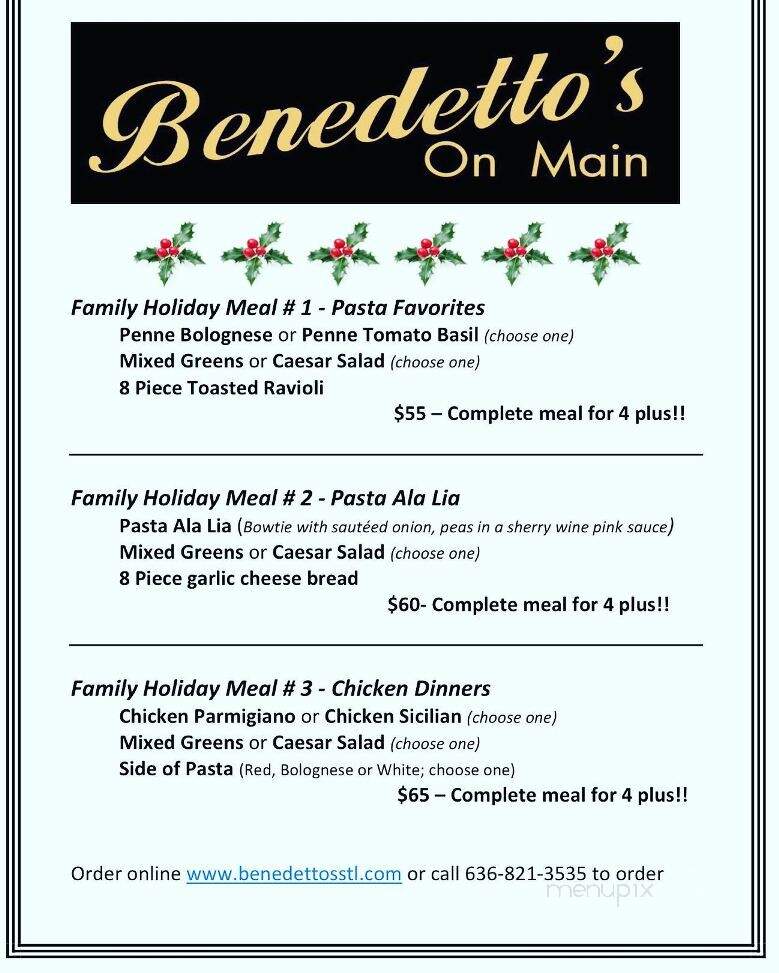 Benedetto's On Main - Wildwood, MO menu_pic