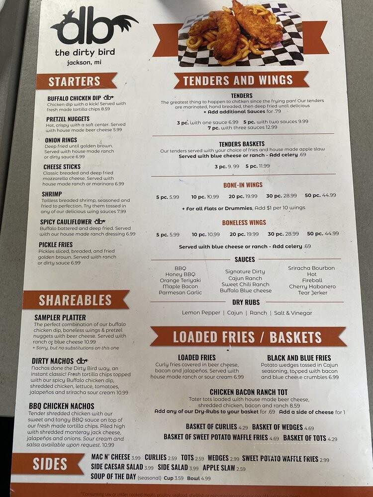 The Dirty Bird - Jackson, MI menu_pic