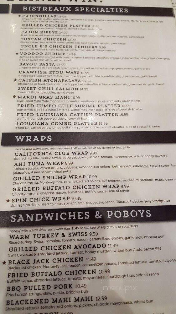 Walk-On's Sports Bistreaux - Lubbock, TX menu_pic