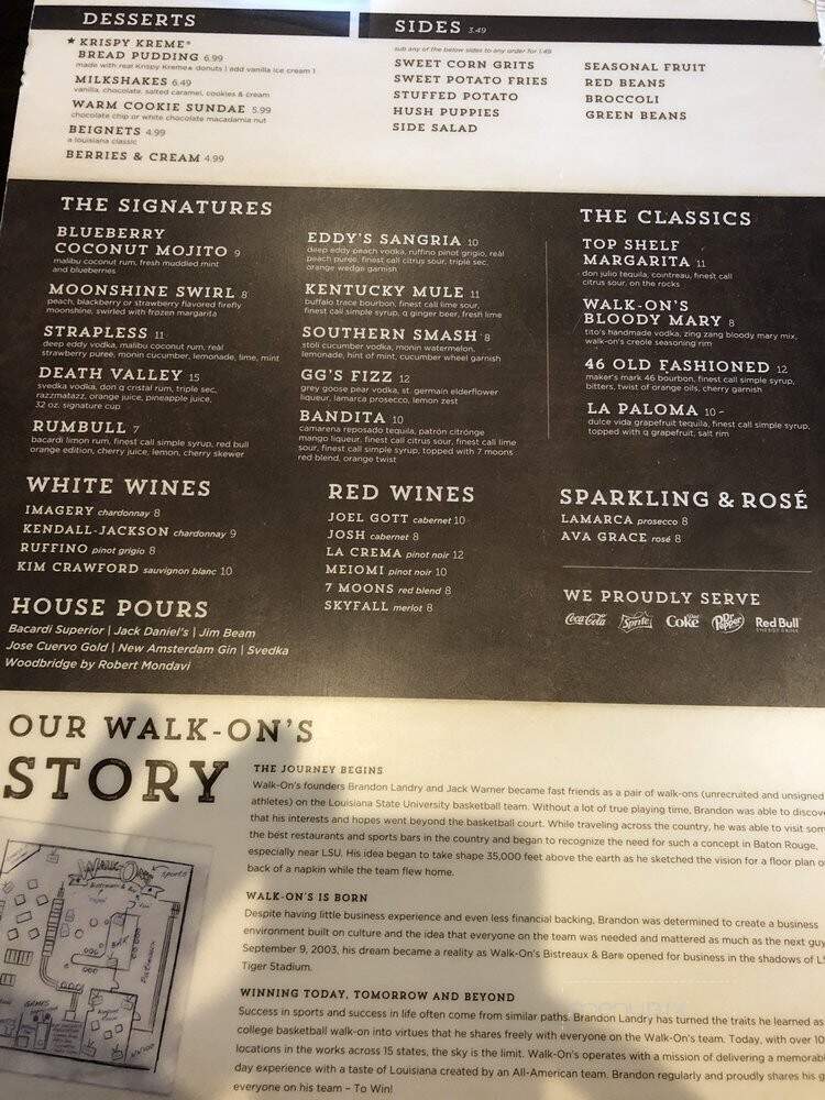 Walk-On's Sports Bistreaux - Lubbock, TX menu_pic