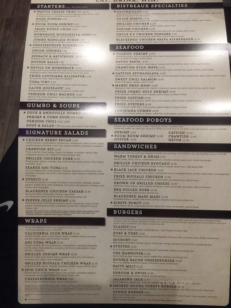 Walk-On's Sports Bistreaux - Lubbock, TX menu_pic