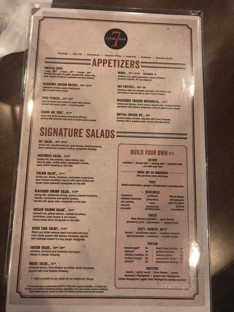 Char Bar No 7 - Mint Hill, NC menu_pic