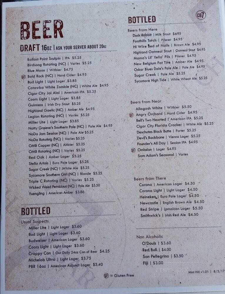 Char Bar No 7 - Mint Hill, NC menu_pic