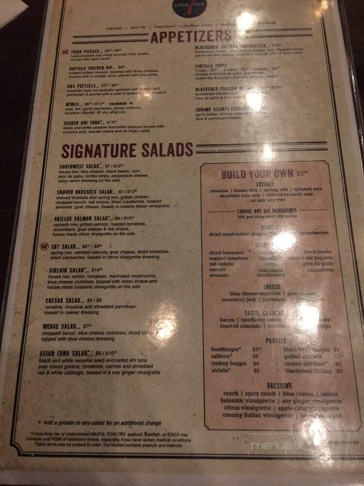 Char Bar No 7 - Mint Hill, NC menu_pic