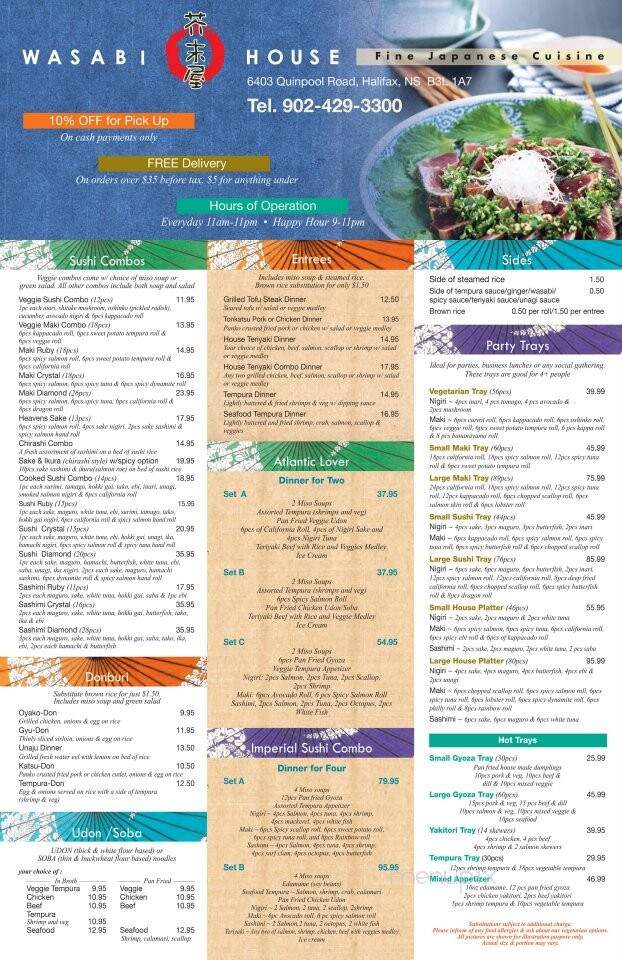 Wasabi House - Halifax, NS menu_pic
