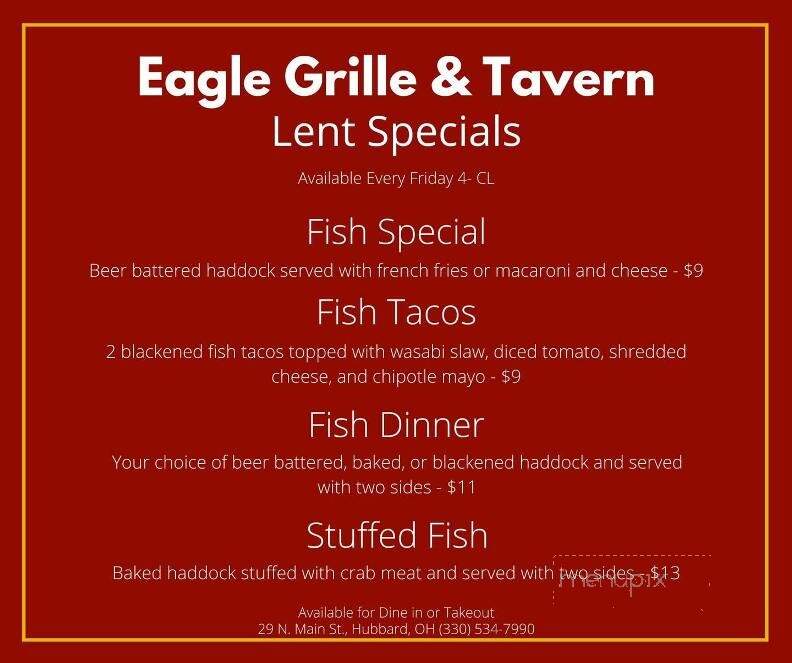 Eagle Grille & Tavern - Hubbard, OH menu_pic